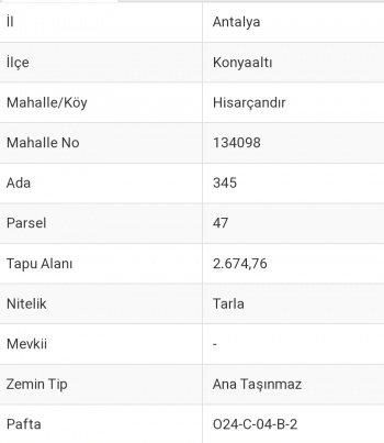 HİSAR ÇANDRDA YATIRIMLIK ARAZİ.